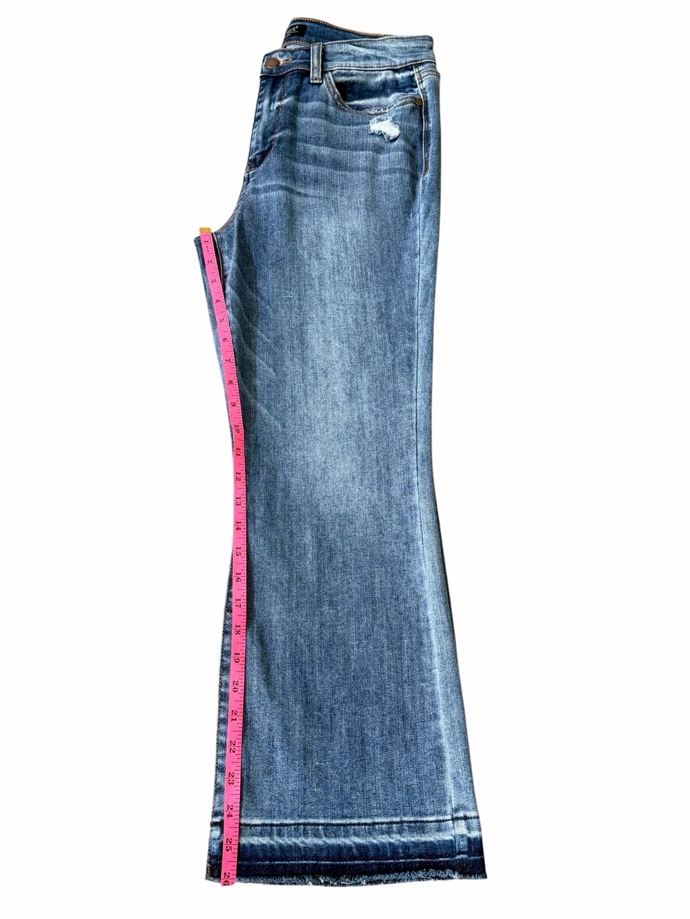 Judy Blue Womens Cropped Boot Jeans Size 11/30 High Rise Raw Hem Distressed - Picture 12 of 13